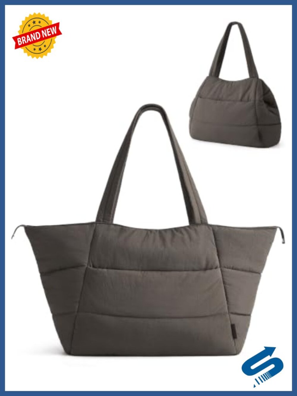 Nylon 2-in-1 Puffy Tote Bag for Travel Work 15.6" Laptop